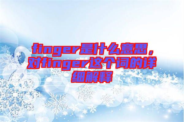 finger是什么意思，對finger這個詞的詳細解釋