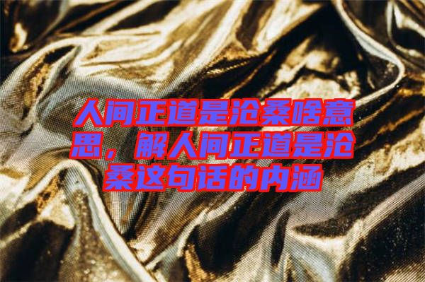 人間正道是滄桑啥意思，解人間正道是滄桑這句話的內(nèi)涵