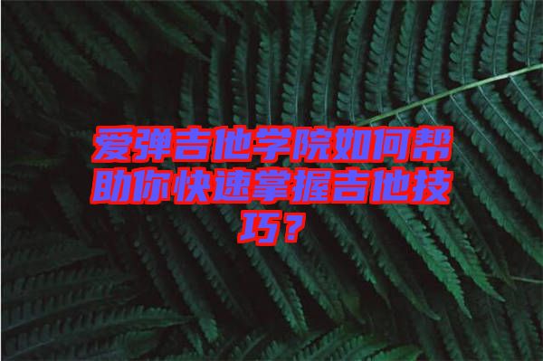 愛(ài)彈吉他學(xué)院如何幫助你快速掌握吉他技巧？