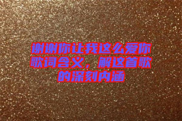 謝謝你讓我這么愛你歌詞含義，解這首歌的深刻內(nèi)涵