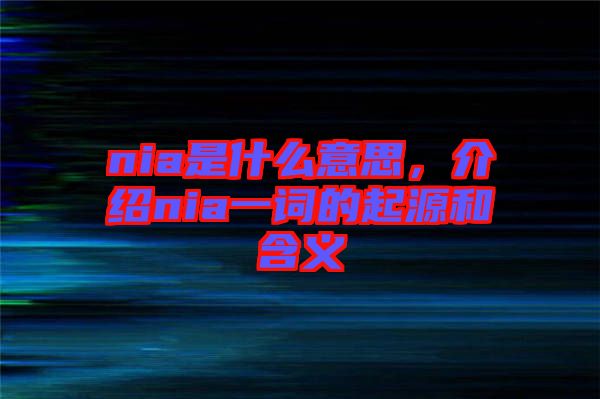 nia是什么意思，介紹nia一詞的起源和含義