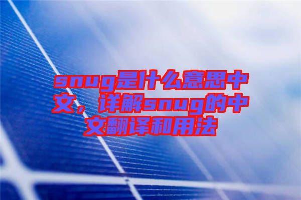 snug是什么意思中文，詳解snug的中文翻譯和用法