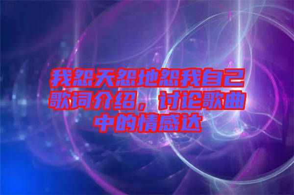 我怨天怨地怨我自己歌詞介紹，討論歌曲中的情感達(dá)