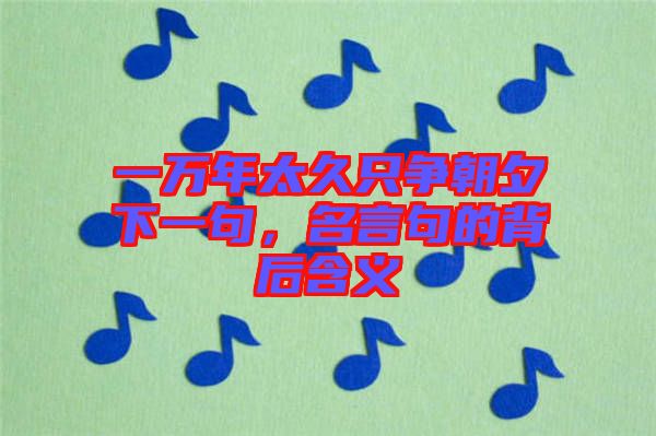 一萬年太久只爭朝夕下一句，名言句的背后含義