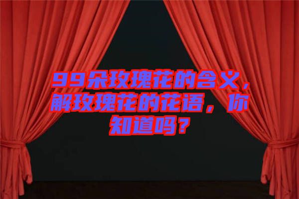 99朵玫瑰花的含義，解玫瑰花的花語，你知道嗎？