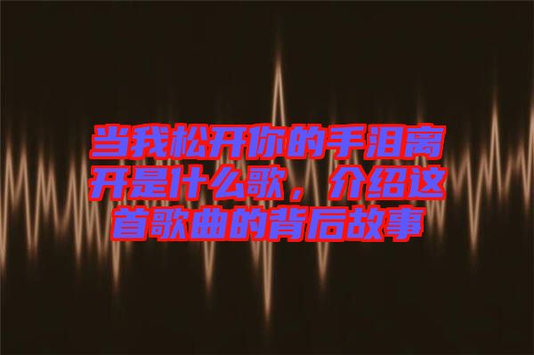 當我松開你的手淚離開是什么歌，介紹這首歌曲的背后故事
