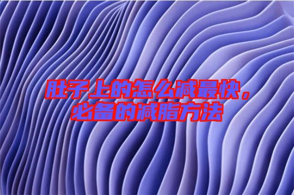 肚子上的怎么減最快，必備的減脂方法