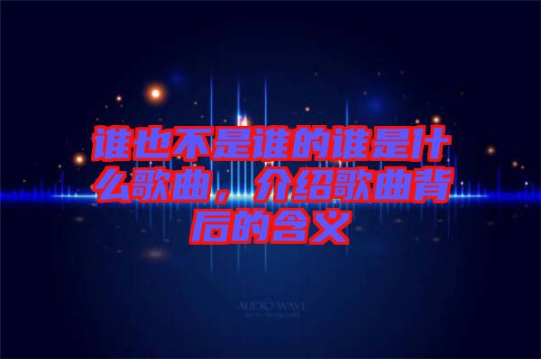 誰(shuí)也不是誰(shuí)的誰(shuí)是什么歌曲，介紹歌曲背后的含義