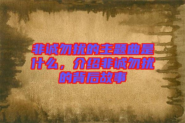 非誠(chéng)勿擾的主題曲是什么，介紹非誠(chéng)勿擾的背后故事