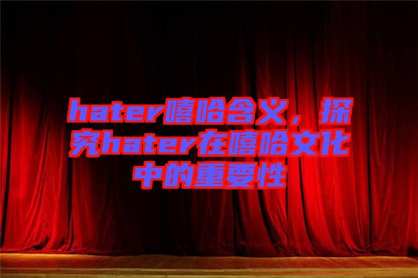 hater嘻哈含義，探究hater在嘻哈文化中的重要性