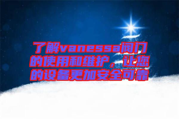 了解vanessa閥門的使用和維護(hù)，讓您的設(shè)備更加安全可靠