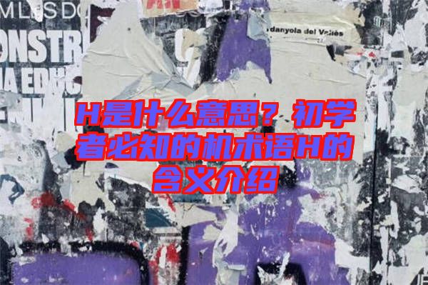 H是什么意思？初學者必知的機術語H的含義介紹