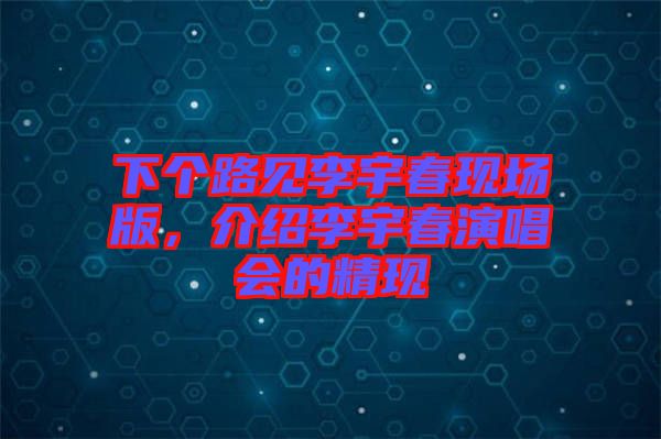下個(gè)路見李宇春現(xiàn)場版，介紹李宇春演唱會(huì)的精現(xiàn)
