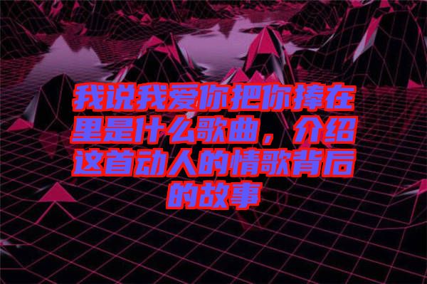 我說(shuō)我愛(ài)你把你捧在里是什么歌曲，介紹這首動(dòng)人的情歌背后的故事
