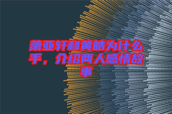 蕭亞軒和黃皓為什么手，介紹兩人感情故事