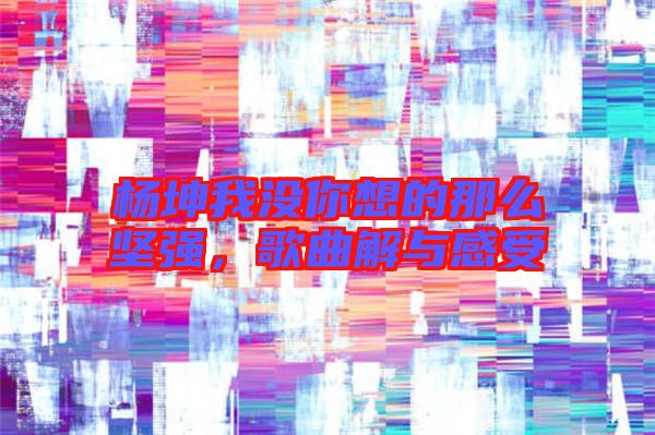 楊坤我沒你想的那么堅(jiān)強(qiáng)，歌曲解與感受