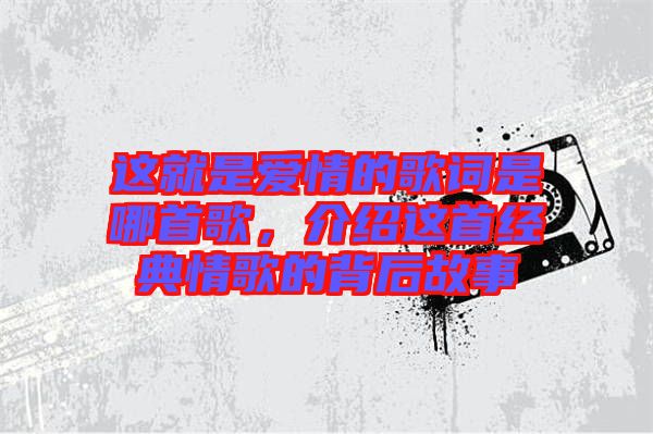 這就是愛(ài)情的歌詞是哪首歌，介紹這首經(jīng)典情歌的背后故事