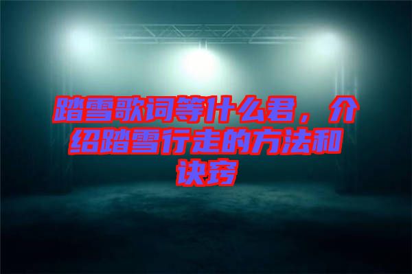 踏雪歌詞等什么君，介紹踏雪行走的方法和訣竅
