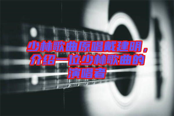 少林歌曲原唱戴建明，介紹一位少林歌曲的演唱者