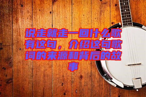 說(shuō)走就走一回什么歌有這句，介紹這句歌詞的來(lái)源和背后的故事