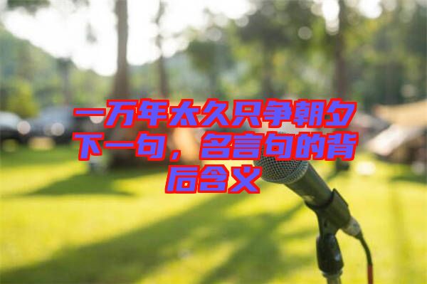 一萬年太久只爭朝夕下一句，名言句的背后含義