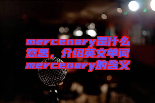 mercenary是什么意思，介紹英文單詞mercenary的含義