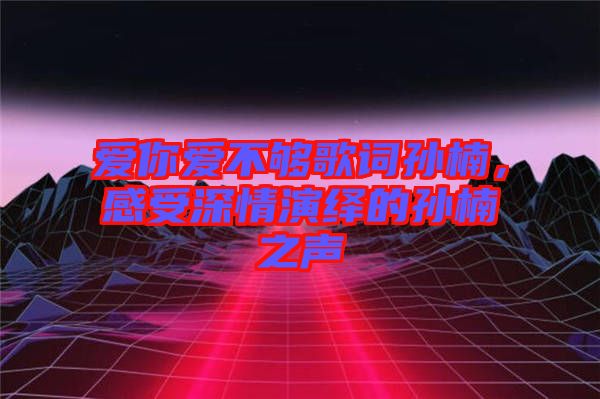 愛你愛不夠歌詞孫楠，感受深情演繹的孫楠之聲