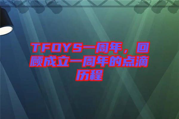 TFOYS一周年，回顧成立一周年的點滴歷程