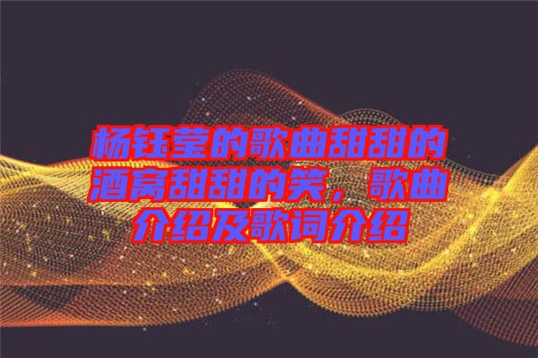 楊鈺瑩的歌曲甜甜的酒窩甜甜的笑，歌曲介紹及歌詞介紹