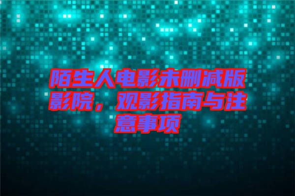 陌生人電影未刪減版影院，觀影指南與注意事項(xiàng)