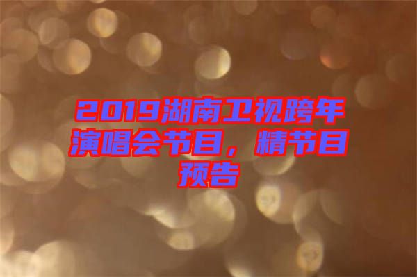 2019湖南衛(wèi)視跨年演唱會(huì)節(jié)目，精節(jié)目預(yù)告