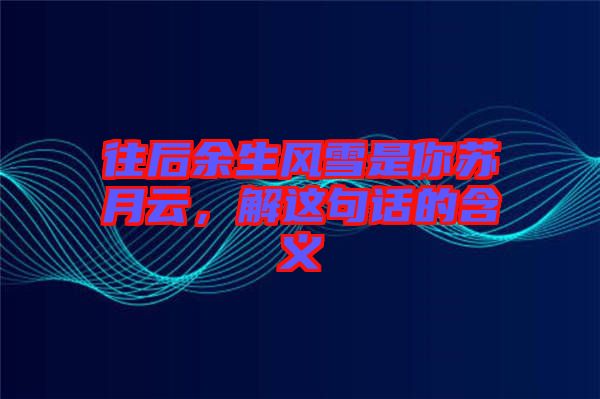 往后余生風(fēng)雪是你蘇月云，解這句話的含義