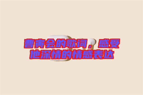 曹寅會(huì)的歌詞，感受他深情的情感表達(dá)