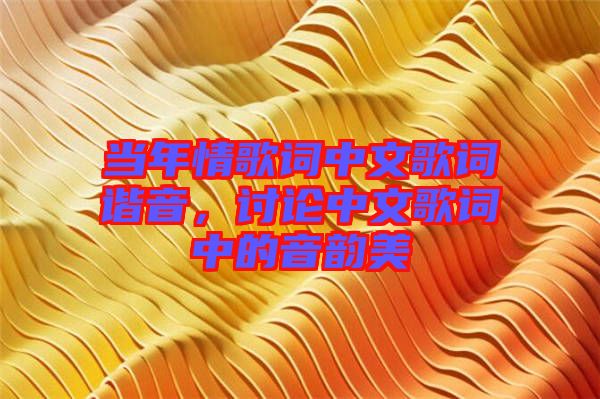 當(dāng)年情歌詞中文歌詞諧音，討論中文歌詞中的音韻美