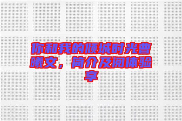 你和我的傾城時光曹曦文，簡介及閱體驗享