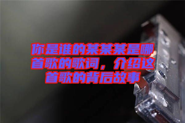 你是誰(shuí)的某某某是哪首歌的歌詞，介紹這首歌的背后故事