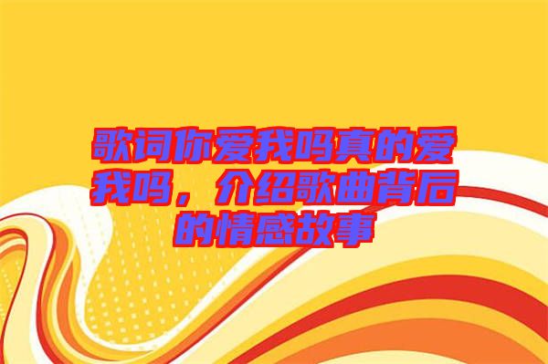 歌詞你愛我嗎真的愛我嗎，介紹歌曲背后的情感故事