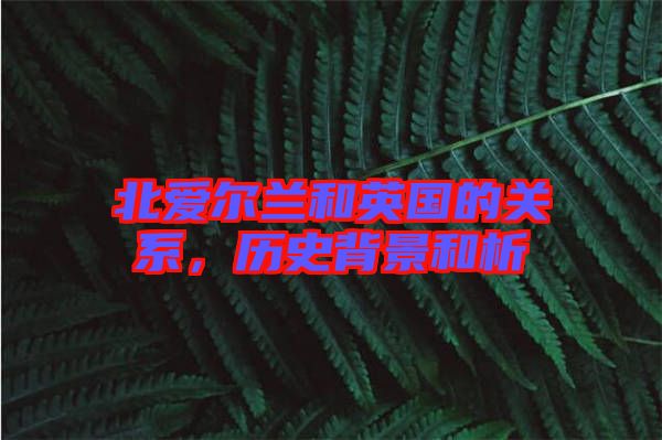 北愛爾蘭和英國的關(guān)系，歷史背景和析