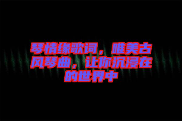 琴情緣歌詞，唯美古風琴曲，讓你沉浸在的世界中