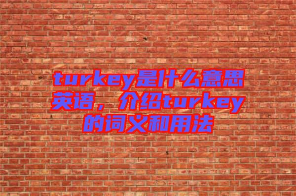 turkey是什么意思英語，介紹turkey的詞義和用法