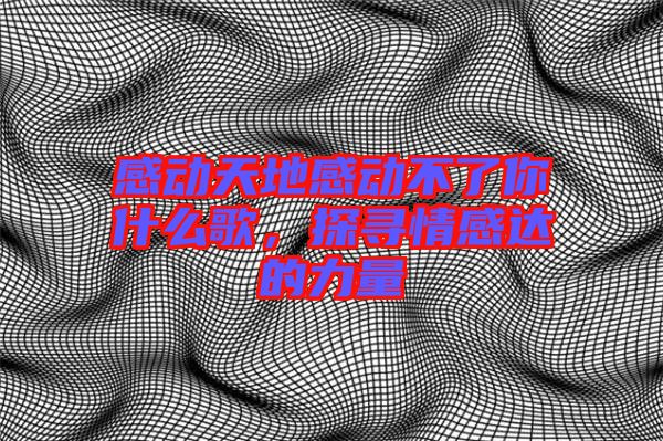 感動(dòng)天地感動(dòng)不了你什么歌，探尋情感達(dá)的力量