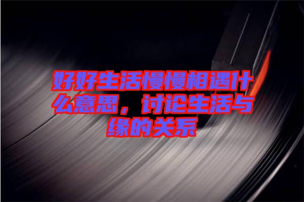 好好生活慢慢相遇什么意思，討論生活與緣的關系