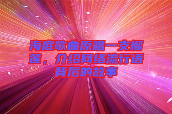 海底歌曲原唱一支榴蓮，介紹網絡流行語背后的故事