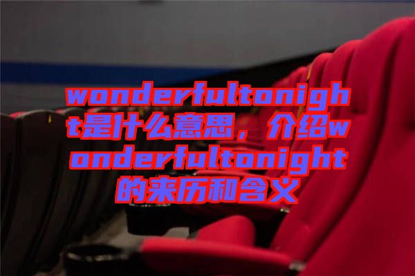 wonderfultonight是什么意思，介紹wonderfultonight的來歷和含義