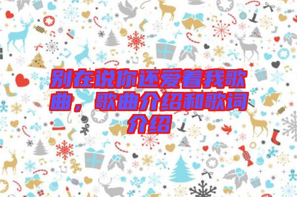 別在說你還愛著我歌曲，歌曲介紹和歌詞介紹