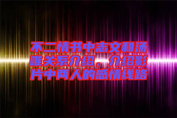 不二情書中志文和湯唯關(guān)系介紹，介紹影片中兩人的感情線路