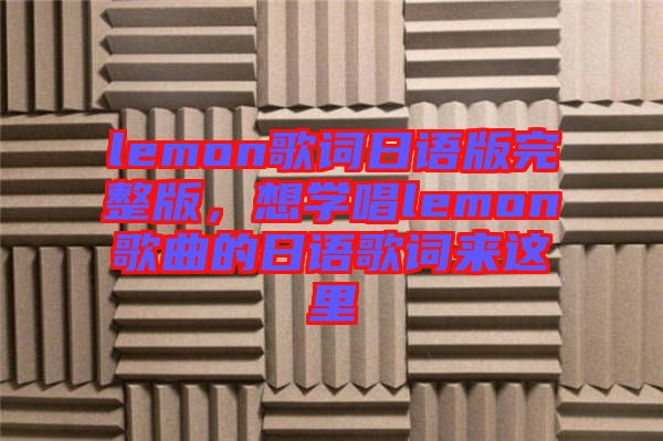 lemon歌詞日語版完整版，想學(xué)唱lemon歌曲的日語歌詞來這里