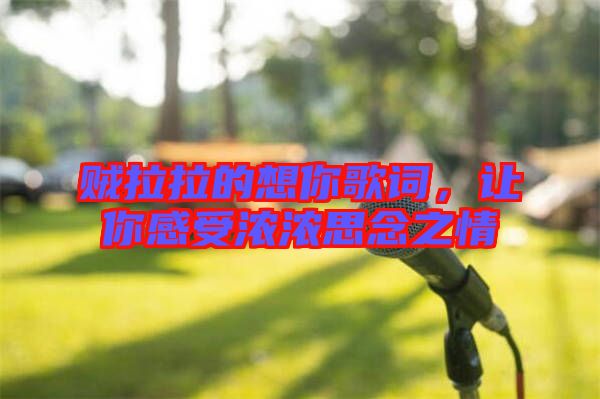 賊拉拉的想你歌詞，讓你感受濃濃思念之情