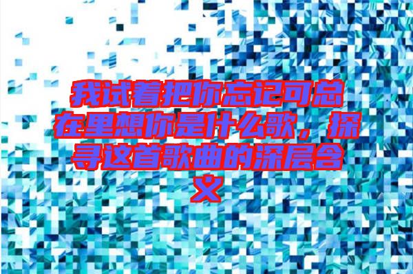 我試著把你忘記可總在里想你是什么歌，探尋這首歌曲的深層含義