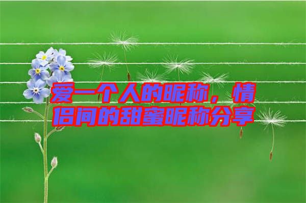 愛一個人的昵稱，情侶間的甜蜜昵稱分享